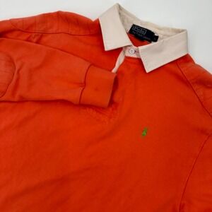 Polo Ralph Lauren Shirt Mens Large Orange Pony Logo Classic Elbow Patch Collared